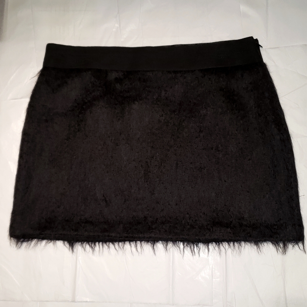 MILLY New Mini Skirt Ribbon Waist Trim Wool Mohair BLACK Women's 10 🎉HP